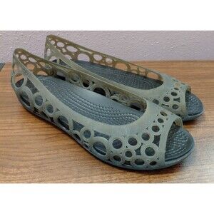 Crocs Adrina III Flats Sandals Women's 7 Black Comfort Jelly Slip-On